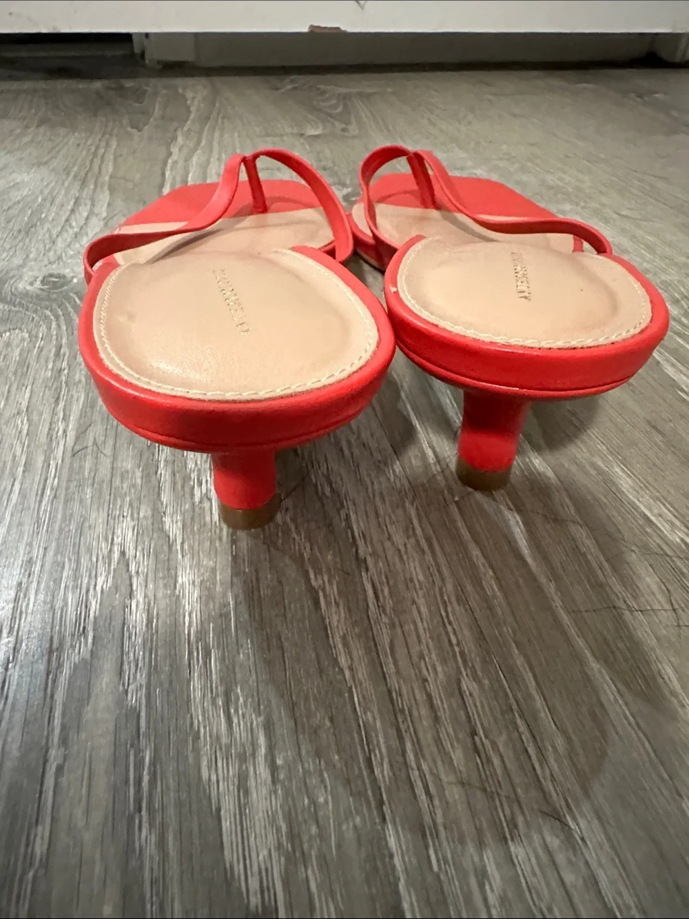 Anthropology Red Square-Toe Slide Sandals - with a cute heel. Women size 41